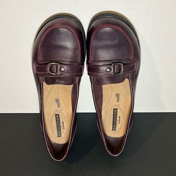 Womens CLARKS Collection Ashland Burgundy Slip On Loafers / Size 8 Medium - Picture 5 of 8